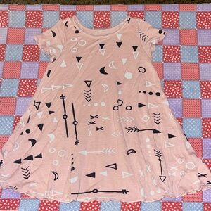 Charming Pink Patterned Kids Dress